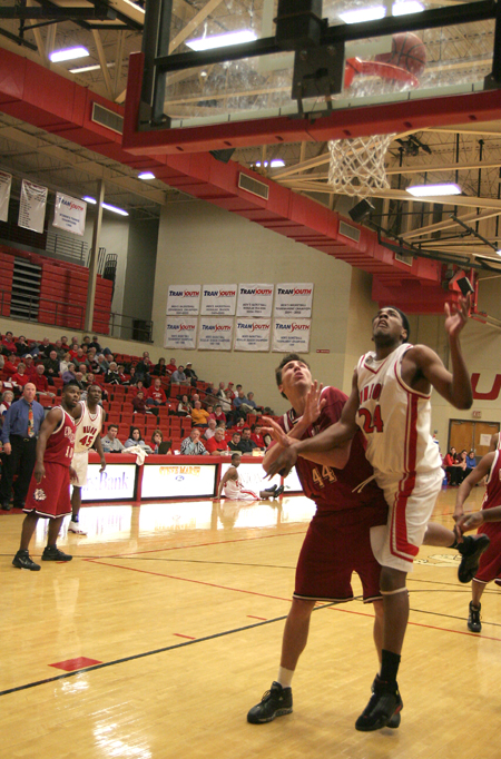 Deywane Lee (24) waits to make sure his shot versus Cumberland needed no offensive rebound. - Photo by Kyle Kurlick
