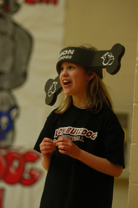 Diane Kahler, daughter of Mark and Cindy Kahler, becomes a young <em>Bonehead</em>. - Photo by Heather Phillips