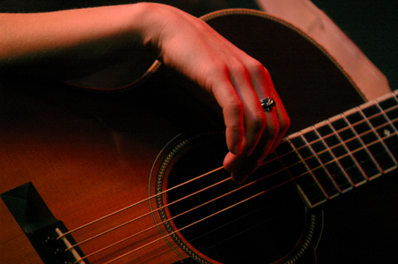 Sandra McCracken performs with husband Derek Webb at the Homecoming Coffeehouse. - Photo by Brad Moore