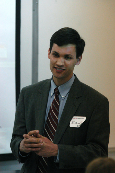 Alum Justin Kroph ('02) gave a talk entitled <em>I Bet I Know What You Are Really Afraid Of...</em> during the Alumni Conference on the Sciences, an annual Homecoming event. - Photo by Heather Phillips