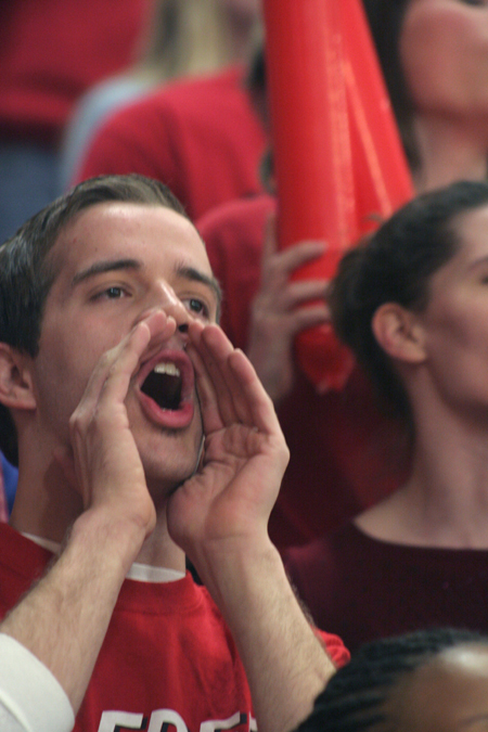 SGA President Landon Preston cheers on the Bulldogs during their Homecoming game against Mountain State. - Photo by Kyle Kurlick