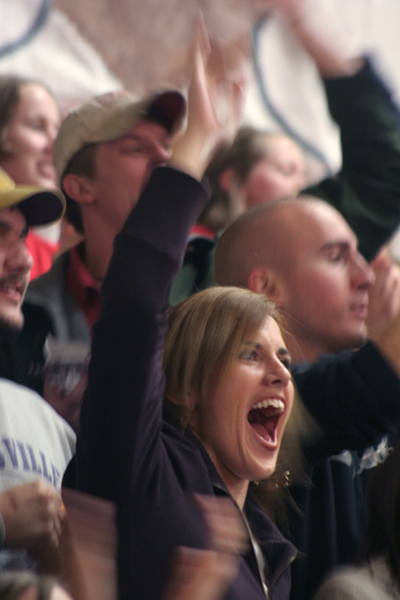 Union fans stand up and cheer during a Union victory at Fred DeLay Gymnasium. - Photo by Kyle Kurlick