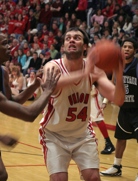 Junior center Ben Frederick prepares to take a shot in Union homecoming win over Mountain State. - Photo by Kyle Kurlick