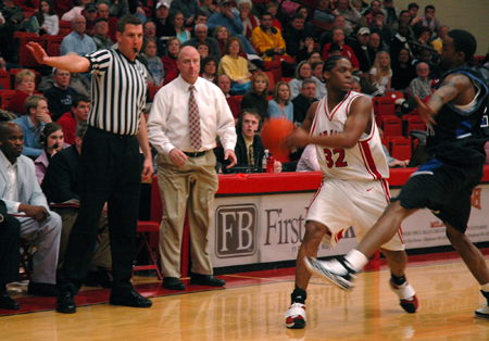 Mack Bealim (32) handles the ball under pressure in Union's homecoming win over Mountain State University. - Photo by Kristen Nicole Sayres