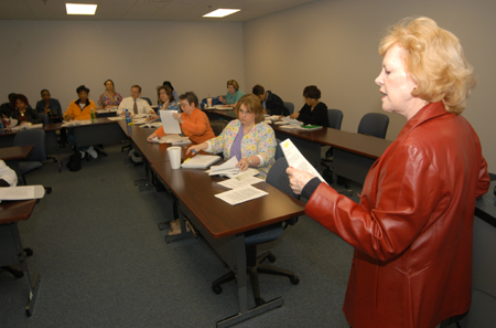 Sherry Hickey, professor of nursing, leads RN to BSN class on the Germantown campus. - Photo by Morris Abernathy