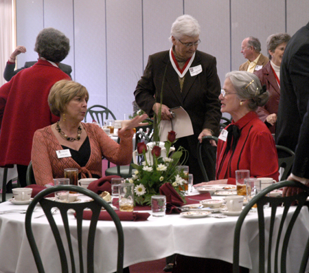 Belinda Moss fellowships with members of the Class of 1956 during their 50-year reunion luncheon at Homecoming 2006. - Photo by Stephanny Rodriguez