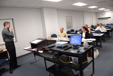 Marc Lockett leads a class on brain functions for nusring students on the Germantown campus. - Photo by Morris Abernathy
