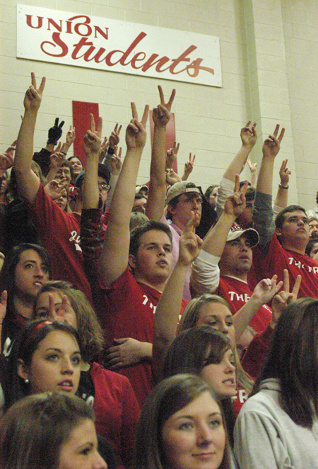 Fred's Fanatics cheer on their Union Bulldogs and Lady Bulldogs during a home game at The Fred (Fred DeLay Gymnasium). - Photo by Steven Aldridge