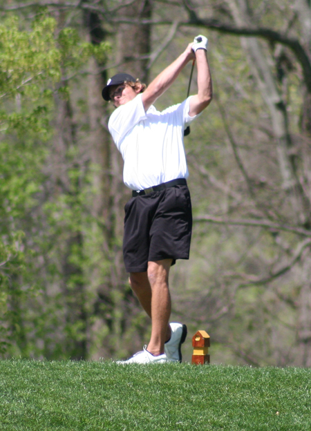 William Boyd follows through after one of his drives in the 2006 TranSouth Conference Tournament.  Boyd finished third overall in the tournament as Union captured the TranSouth Title. - Photo by Uncredited