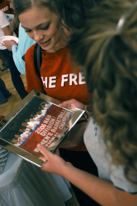 Junior Ashley Oldham joined the Union student body, faculty, staff, and boosters in a celebration on April 7 to honor the Union Lady Bulldogs for their 2006 NAIA National Championship. - Photo by Heather Phillips