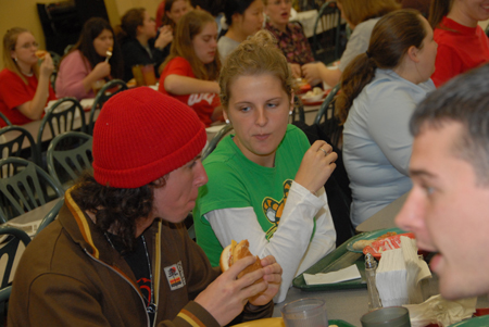 Ross Funderburk & Stephanie Hooker enjoy a delicious meal in the cafeteria. - Photo by Morris Abernathy