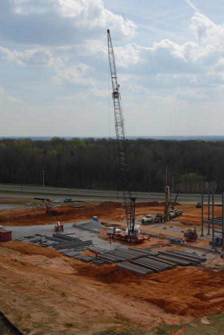 The Union community enjoyed watching the beginning stages of the steel structure for Roy L. White Hall dring late March and early April of 2006. - Photo by Morris Abernathy