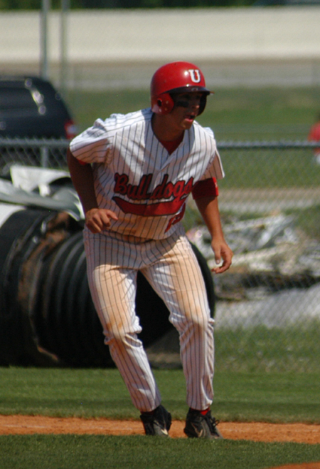 Sophomore Andrew Maddox gets a lead from first during a weekend series at Union's Fesmire Field. - Photo by Steven Aldridge