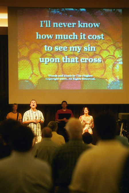 The praise band from the People's Church in Franklin, TN leads in worship at Pastors' School. - Photo by Jim Veneman