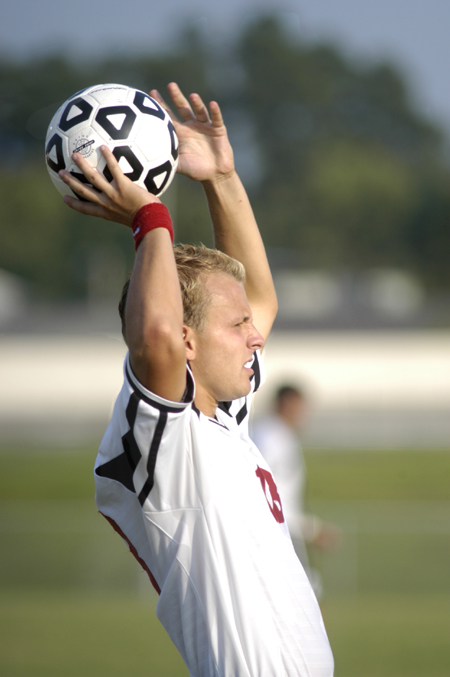 Bulldog defender Chris Prentice prepares to throw the ball back in bounds. - Photo by Kathleen Murray