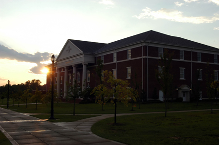 Jennings Hall after a rainstorm. - Photo by Morris Abernathy