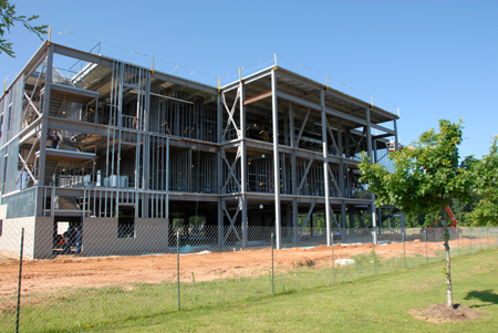 Progress continues on the construction of White Hall during the summer months. - Photo by Morris Abernathy