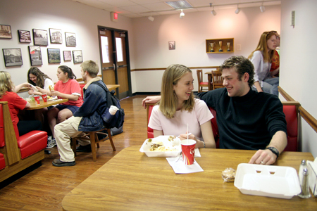 Katie Mathis and Josh Krebs hang out in The Lex. - Photo by Kyle Kurlick