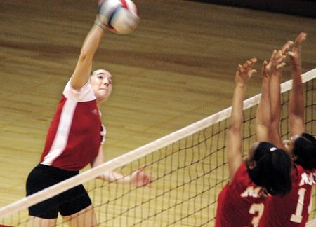 Allison Shein spikes one over Martin Methodist in their game on November 7.  - Photo by Justin Veneman
