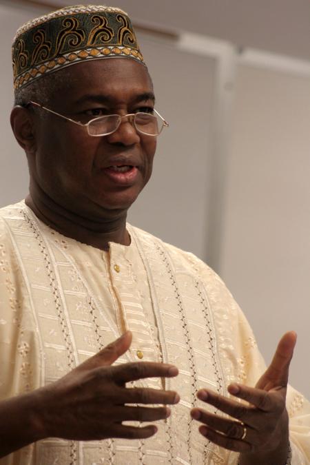 Abdul Rahman Cole, deputy head of mission for the Republic of The Gambia, speaks to Union students about the people and cultural of The Gambia. - Photo by Kyle Kurlick
