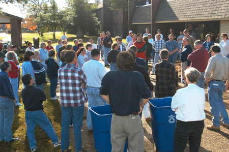 A large number of Union faculty & staff members arrived Monday morning to begin tornado damage clean-up efforts.  - Photo by Jim Veneman