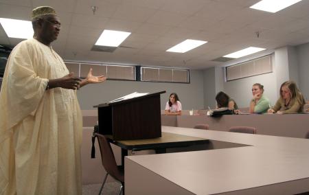 Abdul Rahman Cole, deputy head of mission for the Republic of The Gambia, speaks to Union students about the people and cultural of The Gambia. - Photo by Kyle Kurlick