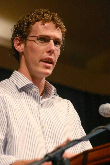 Douglas Martin tells of his summer experience in order to challenge students to participate in GO Week and find out about opportunities for missions nationally and globally. - Photo by Stephanie Schroeder
