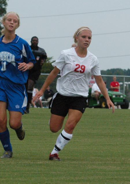 Caitlin Clinger runs towards the ball in Union's 6-2 win over Brescia. - Photo by Steven Aldridge