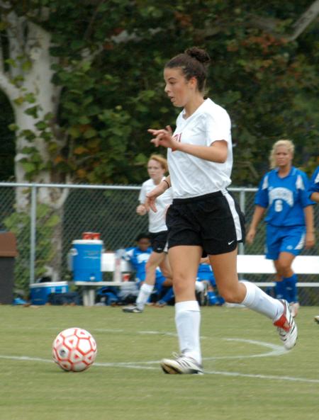 Freshman Jill Landers advances the ball up the field duirng a Union home soccer match versus Brescia.  Union won 6-2. - Photo by Steven Aldridge