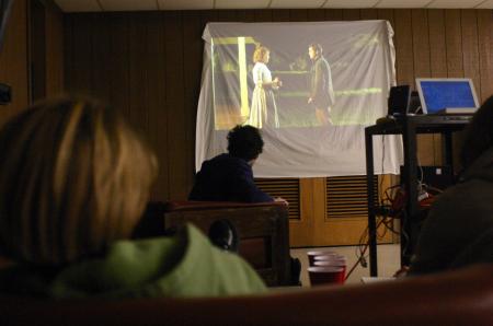 Students at the art retreat enjoy a movie friday night. - Photo by Stephanie Schroeder