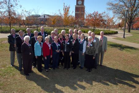 The Class of 1957 poses for a 50-year reunion group photo on the present day campus of Union shortly before their tour of the old Union campus. - Photo by Morris Abernathy