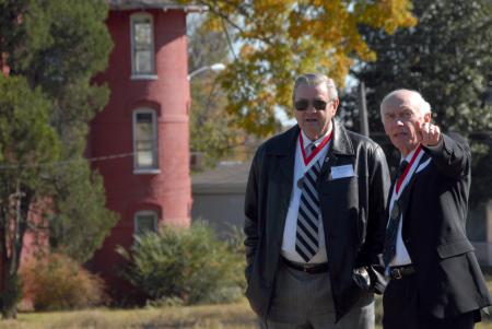 Members of the Class of 1957 reminisce during a tour of the old Union campus during their 50-year reunion at Homecoming. - Photo by Morris Abernathy