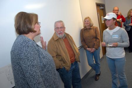 Education Faculty Ann Singleton and Ralph Leverett fellowship with Bonnie Rosebrough & Alum Lyndsie Beanblossom during their Homecoming recption. - Photo by Morris Abernathy