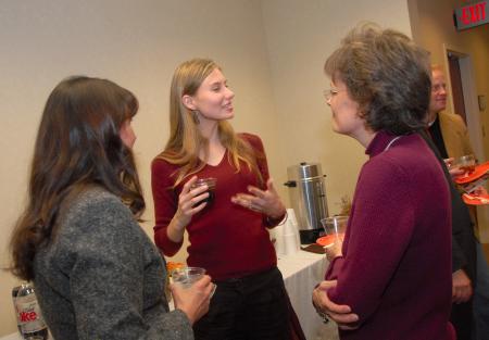 Laura Lee Moore (center), alum and former Journeyman, fellowships with her mom Linda Moore & Pat Guthrie during the Christian Studies Homecoming reception.  - Photo by Morris Abernathy