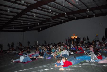 Students piled into the Fesmire Field House for a drive-in movie during Homecoming. - Photo by Morris Abernathy