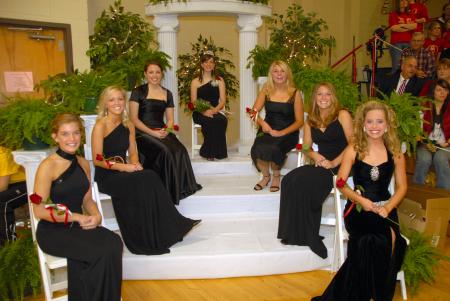 The 2006-2007 Homecoming Court: Heather Childers, Jennifer Tharp, Ashley Cherry, Lindsay Abell, Beth McDowell, Carolyn Negley, Elizabeth Wood. - Photo by Morris Abernathy