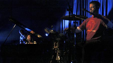 Christian recording artist Sara Groves performs with her drummer and husband Troy Groves at the 2006 Homecoming Coffee House. - Photo by Matthew Diggs
