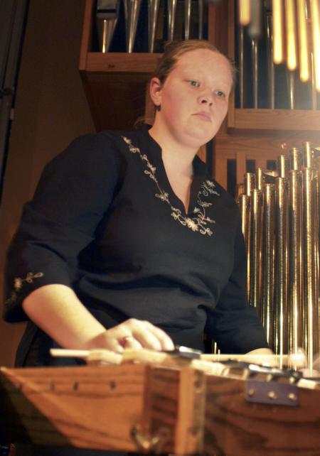 Lindsay Wood plays the xylophone with the Symphonic Band during A Union Christmas. - Photo by Stephanie Schroeder