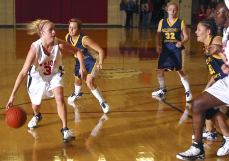 Lady Bulldog Crystal Eason looks for an opening during a game against Mid-Continent University (Ky.) - Photo by Matthew Diggs