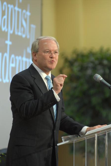 Frank Page, SBC president and pastor of First Baptist Church in Taylors, S.C., spoke on <em>The Future of the Cooperative Program</em> during Union's second Baptist Identity Conference. - Photo by Morris Abernathy