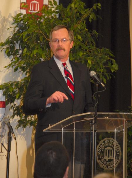 Mike Day, director of missions for the Mid-South Baptist Association, spoke on <em>The Future of Baptist Associations and State Conventions</em> during Union's second Baptist Identity Conference. - Photo by Morris Abernathy