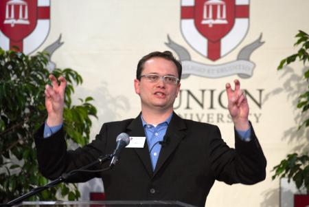Greg Thornbury, dean of Union's School of Christian Studies, spoke on <em>The 'Angry Young Men' of the SBC</em> during Union's second Baptist Identity Conference. - Photo by Morris Abernathy