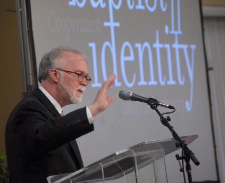 Timothy George, dean and professor of divinity at the Beeson Divinity School, spoke on <em>The Future of Baptist Identity in a Post-Denominational World</em> during Union's second Baptist Identity Conference. - Photo by Morris Abernathy