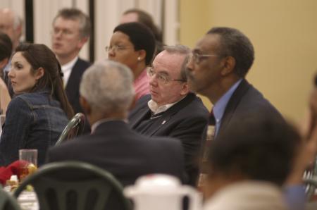 President Dockery and other members of the Union community listened intently to Dr. Camille Searcy during the First Annual Black History Month Program. - Photo by Wayne Holmes