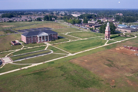 Aerial shot of the West Lawn from the south - Photo by Jim Veneman