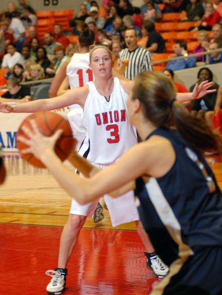Crystal Eason defends during the first round of the NAIA National Tournament. - Photo by Morris Abernathy