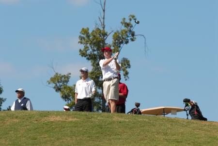 Drew Cannon eyes a tee shot during the Union Invitational at Falcon Ridge Golf Club. - Photo by Morris Abernathy