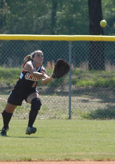 Right fielder Candace Cross comes in for a running catch. - Photo by Steven Aldridge