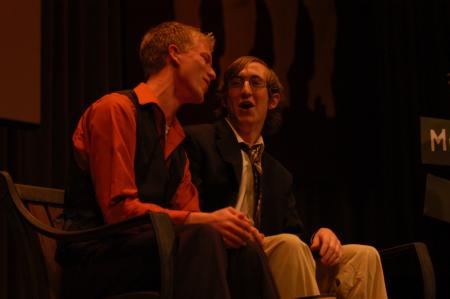 Sophomore Biology Major Dustin Mayfield and Sophomore DMS Major Casey Yates preform a skit for the 2007 SAC Variety Show. - Photo by Beth Spain