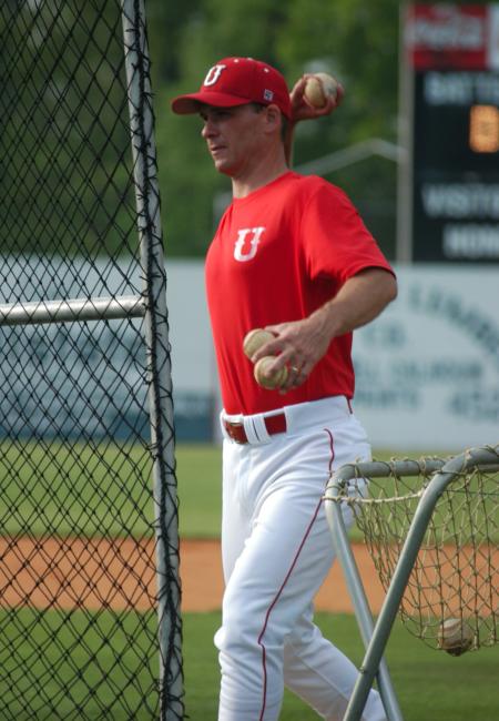 Union head coach Brent Fronabarger tosses pre-game batting practice. - Photo by Steven Aldridge